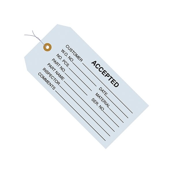 Bsc Preferred 4 3/4 x 2-3/8'' - ''Accepted Blue'' Inspection Tags - Pre-Wired, 1000PK BUY00029984 - main